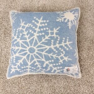 Barker Textiles Wool Throw Pillow Blue White Scandinavian Snowflake 18x18
